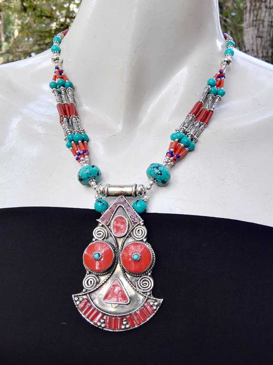 Multicolor Antique Finish Tribal Necklace