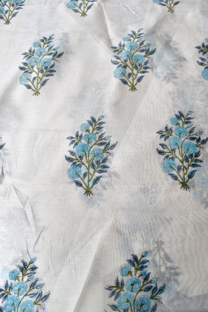 Elegant & Fine Sanganer Hand Block Printed Chanderi silk Cotton Running Fabric ( 2.5 mtr cut)