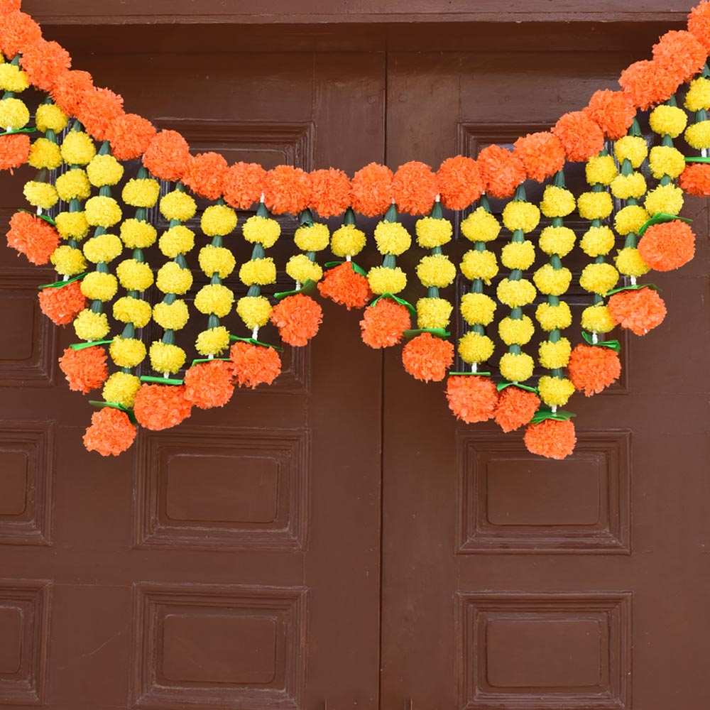Pre made design Beautiful High Quality Artificial Marigold Flower Garland Toran for enterance / door ( 3 Feet) - Reusable