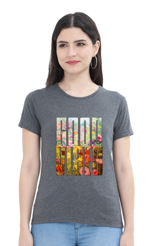 Good Vibes Floral Womens T-Shirt