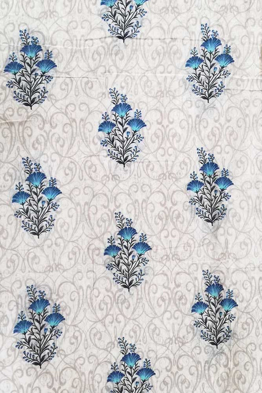 Elegant cotton silk fabric with screen prints