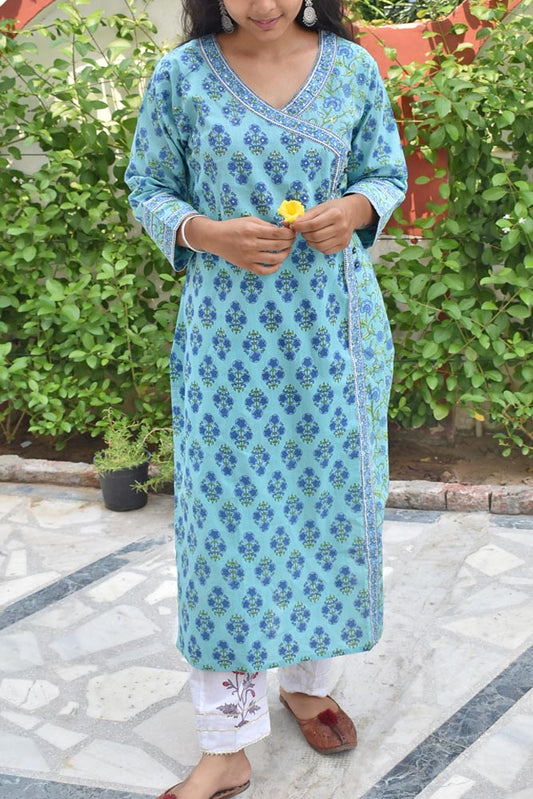 Block Printed Cotton Kurta with sequins - size  44