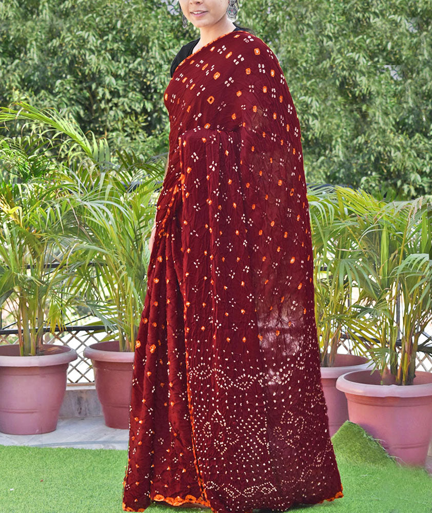 Beautiful Hand-Crafted Modal silk Bandhani Saree