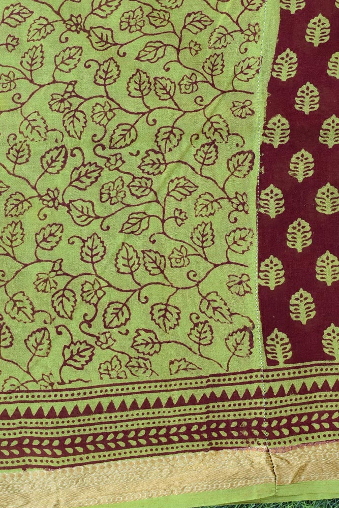 Maheshwari Cotton Saree with Bagh Block Print and zari border