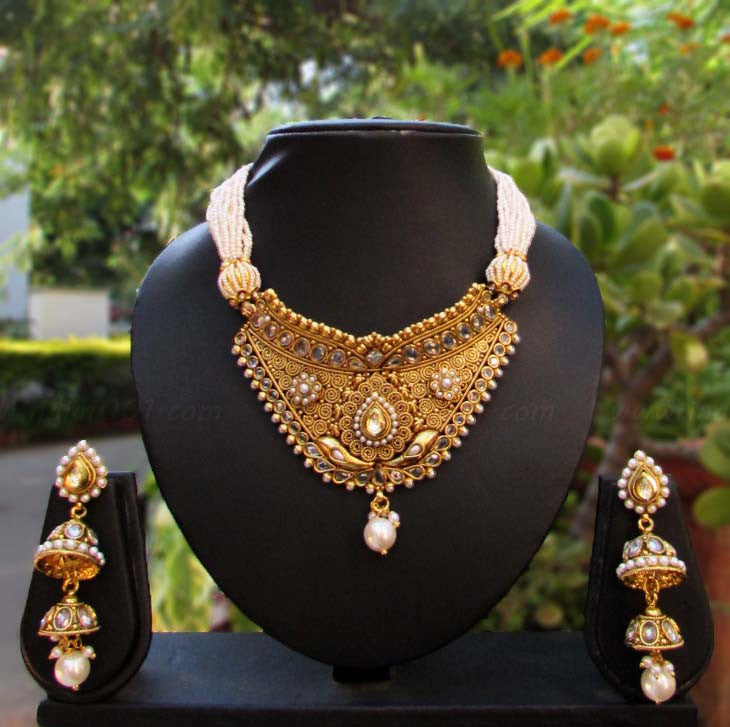 Designer Kundan & Pearl Necklace Set