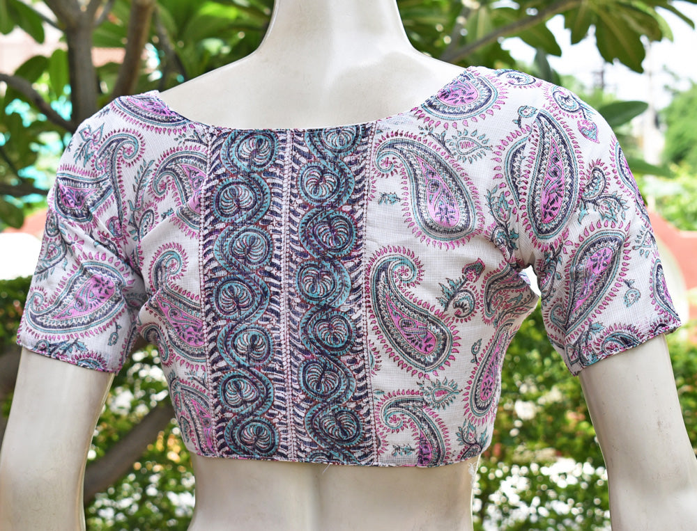 Block Printed kota Doria Blouse - Size 38