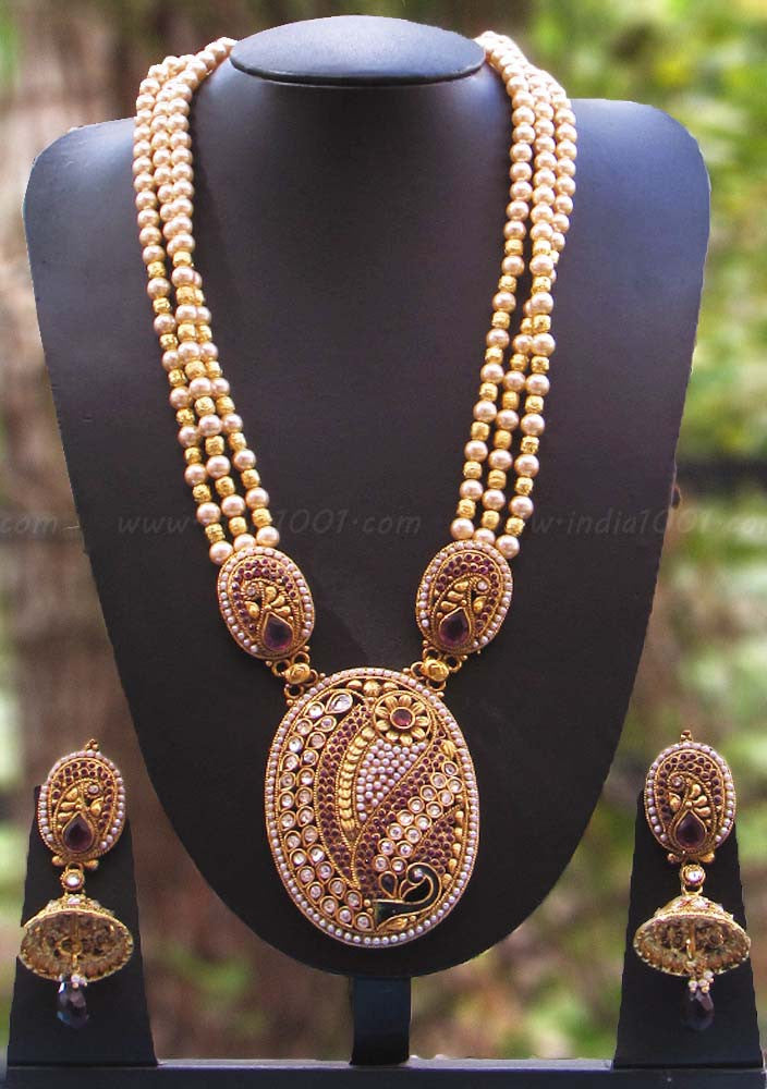 Designer Kundan, Meenakari & Pearl Necklace Set
