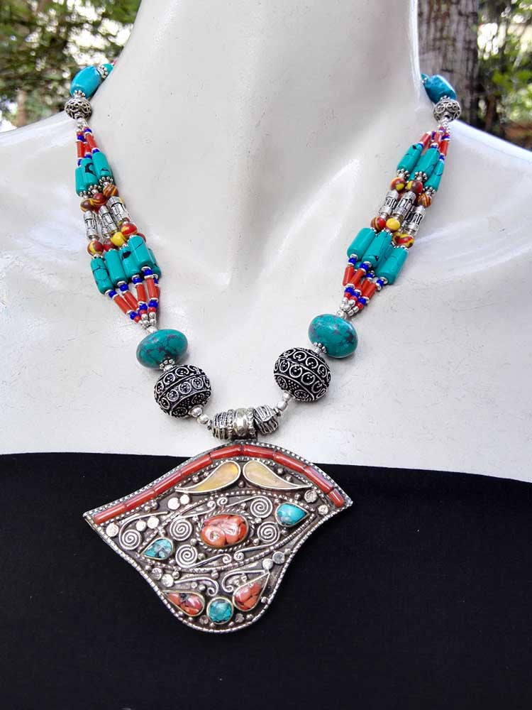 Multicolor Antique Finish Tribal Necklace