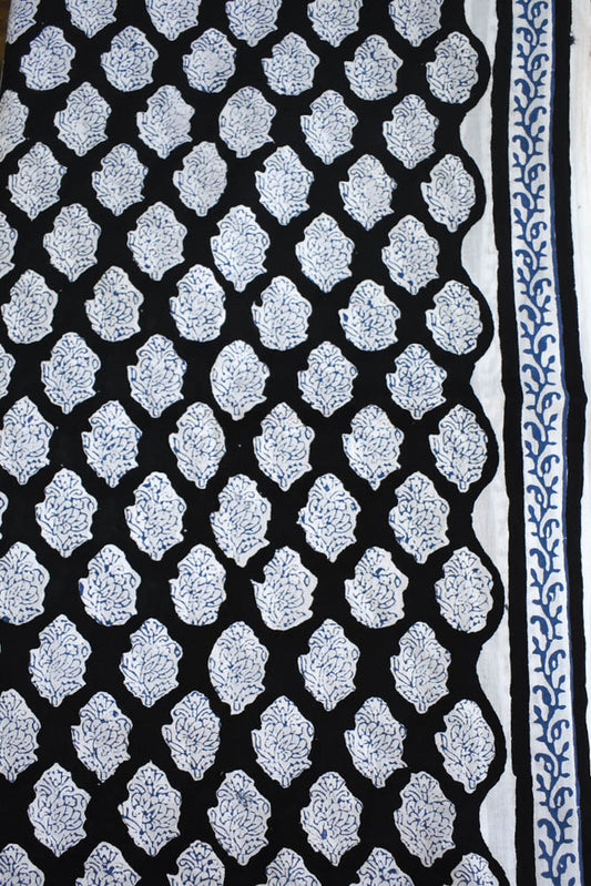 Beautiful Block Printed Running Cotton Fabric ( 2.5 mtrs cut)