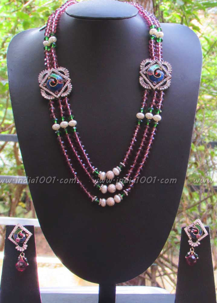 Victorian Peacock Pearl Set