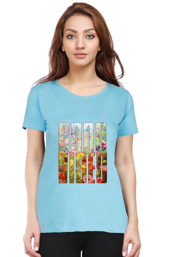 Good Vibes Floral Womens T-Shirt