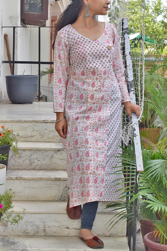 Hand Block Printed Cotton Kurta - size 36