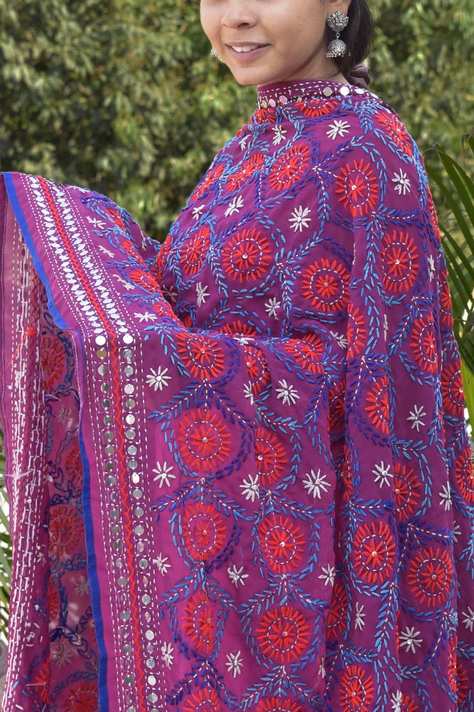 Gorgeous Hand Embroidered Georgette Dupatta