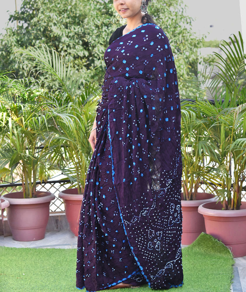 Beautiful Hand-Crafted Modal silk Bandhani Saree