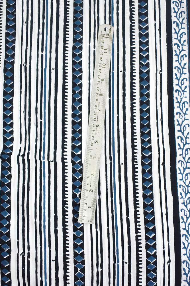 Beautiful Block Printed Running Cotton Fabric ( 2.5 mtrs cut)