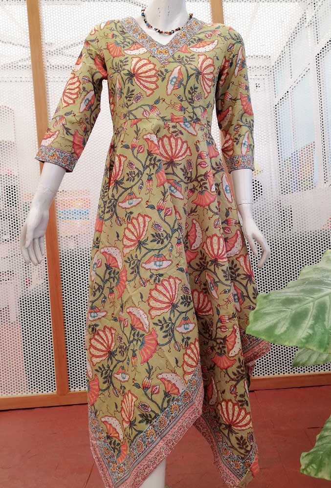Elegant Cotton Dress In Beautiful Handkerchief Pattern