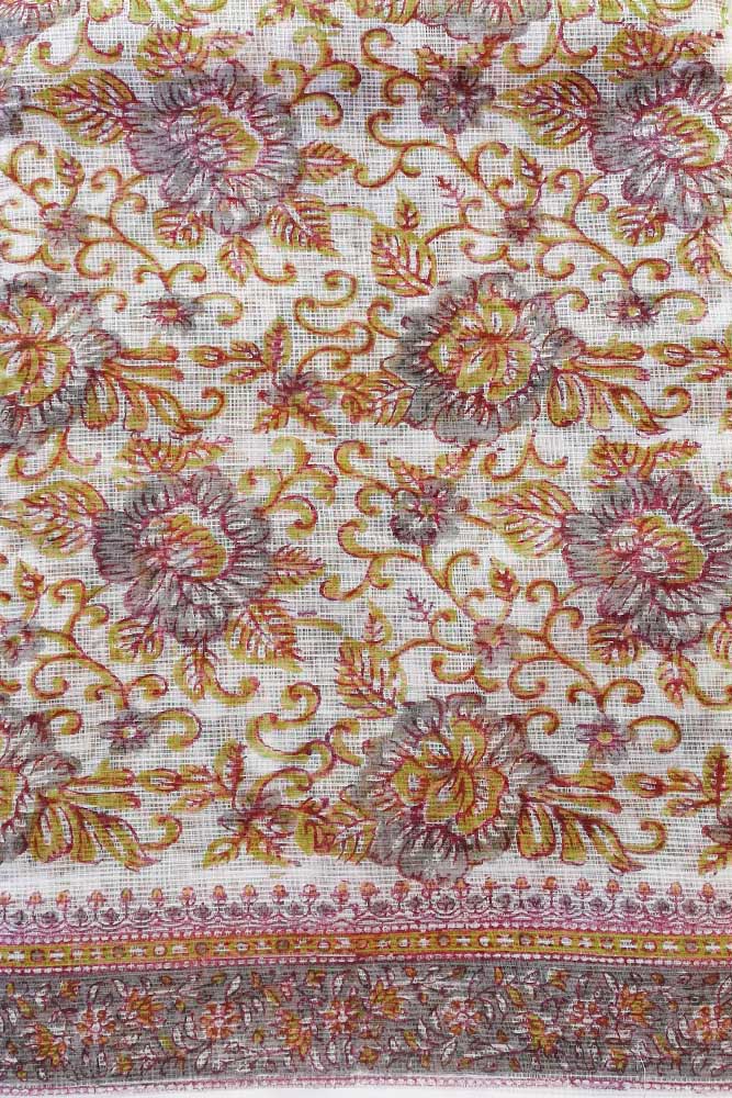 Hand Block Printed Kota Doria (Cotton) Running Fabric