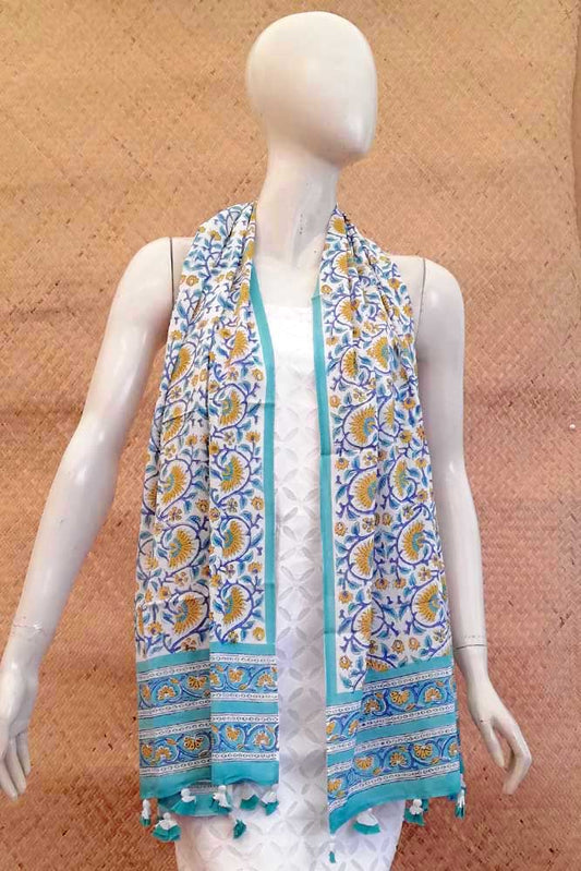 Elegant Hand block printed Cotton stole