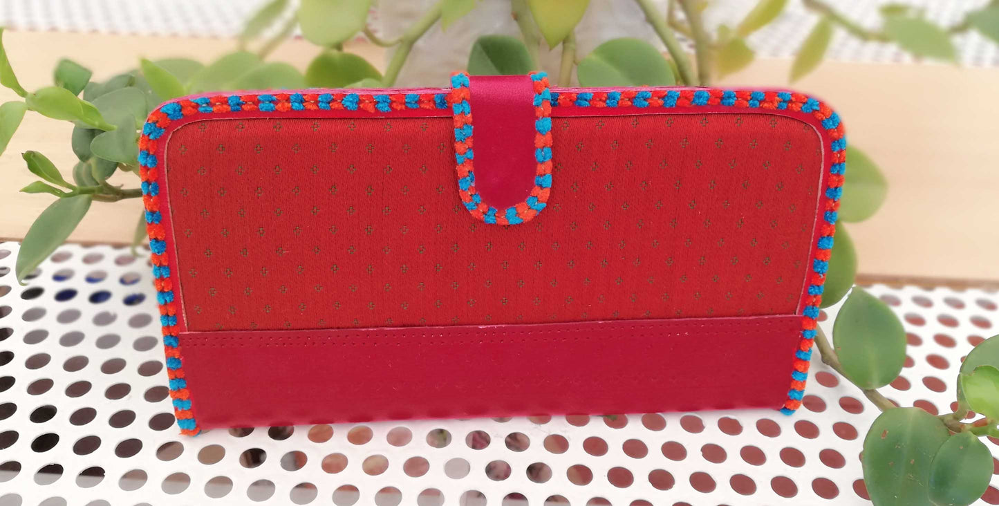 Handcrafted Kutch Leather With Mashroo Fabric Wallet