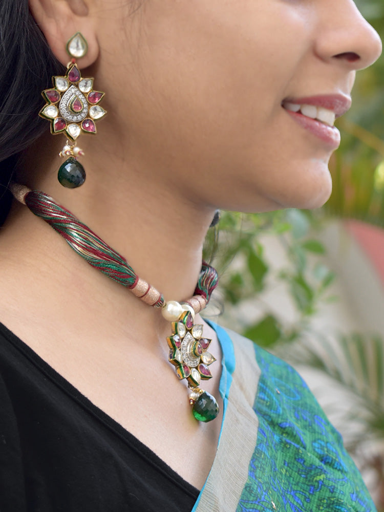 Gorgeous Kundan, AD & Pearl Necklace Set