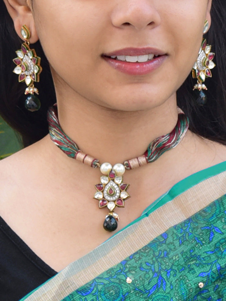 Gorgeous Kundan, AD & Pearl Necklace Set