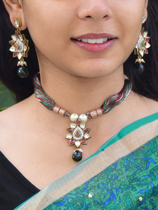 Gorgeous Kundan, AD & Pearl Necklace Set
