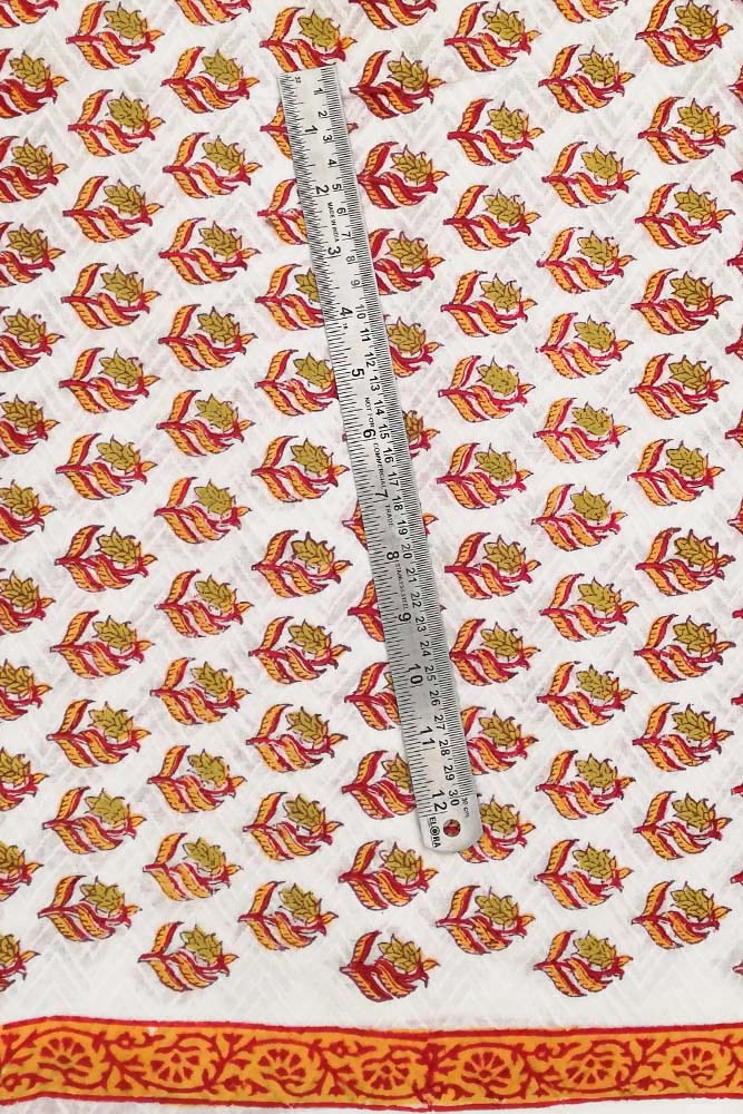 Beautiful Dobby Cotton Fabric with Block Print