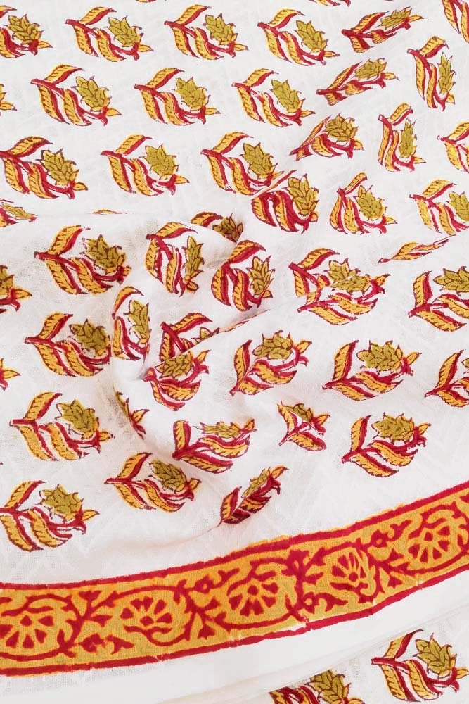 Beautiful Dobby Cotton Fabric with Block Print