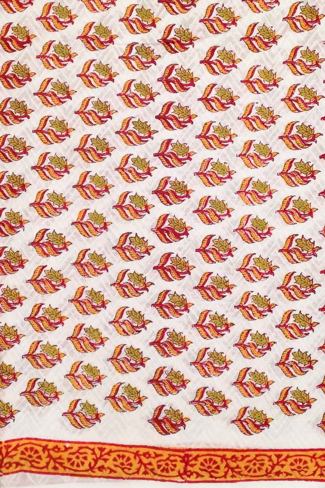 Beautiful Dobby Cotton Fabric with Block Print