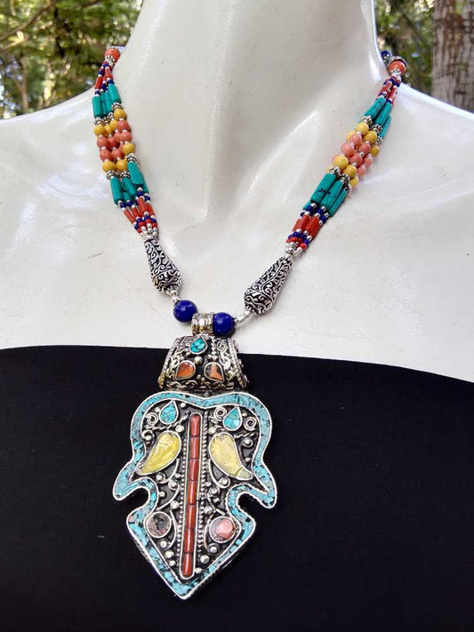 Multicolor Antique Finish Tribal Necklace