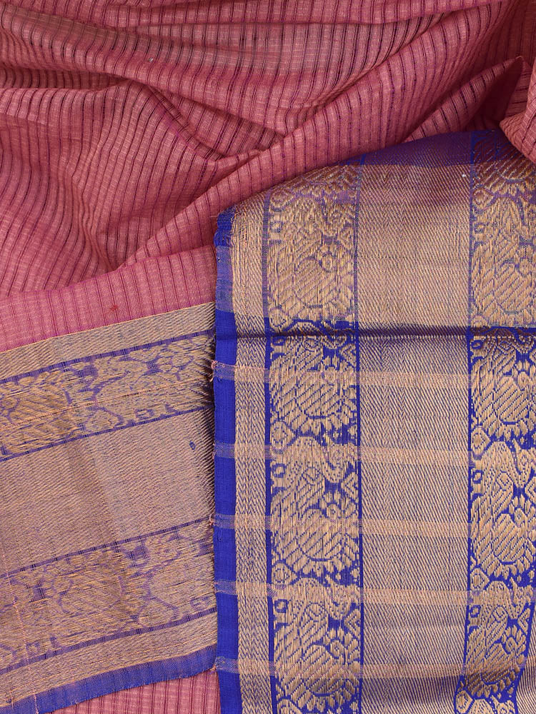 Beautiful Handwoven Missing weave Mangalgiri Cotton Saree with Zari border