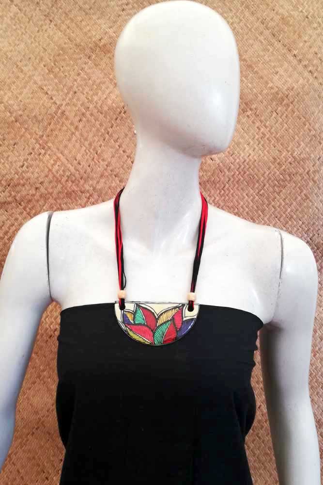 Hand Painted Ceramic thread necklace