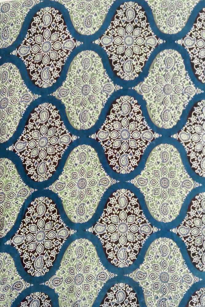 Ajrakh Block Printed Rayon Cut ( blouse) Fabric