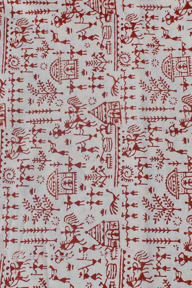 Beautiful Bagru Block Printed Running Cotton Fabric ( 2.5 mtrs cut)