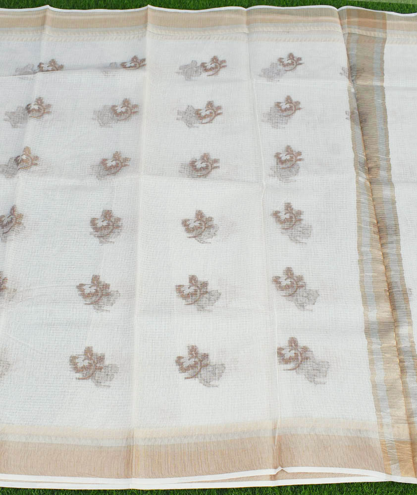 Beautiful Kota Cotton Saree with gold & silver Zari bootis
