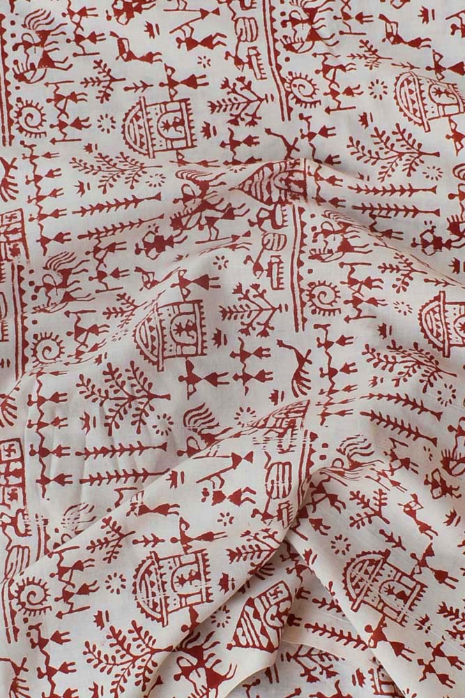Beautiful Bagru Block Printed Running Cotton Fabric ( 2.5 mtrs cut)