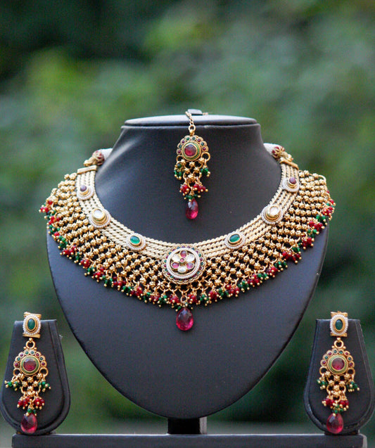 Stunning Designer Pearl and Polki Jalidar Set