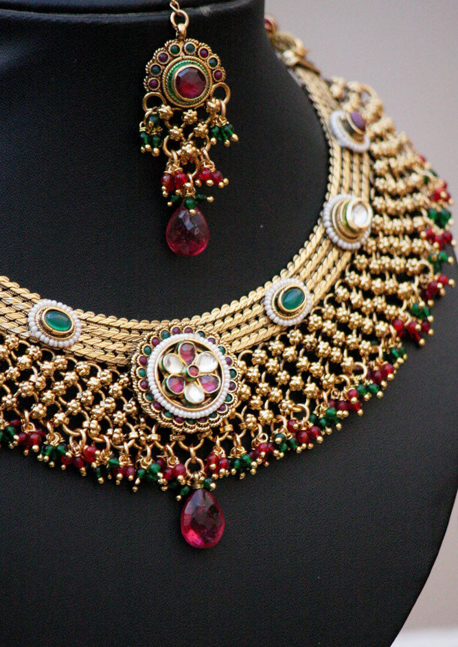 Stunning Designer Pearl and Polki Jalidar Set