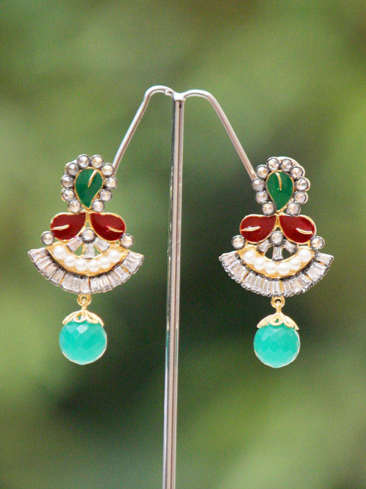 Elegant Pearl, Meenakari and zircon earrings