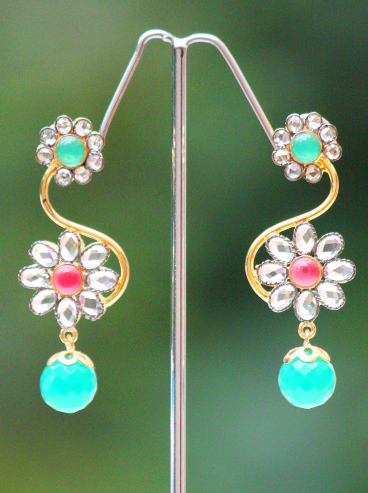 Elegant Polki and zircon earrings