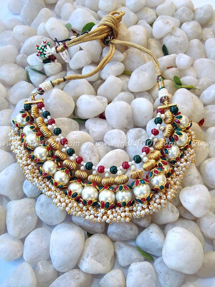 Elegant Pearl & Polki Necklace set