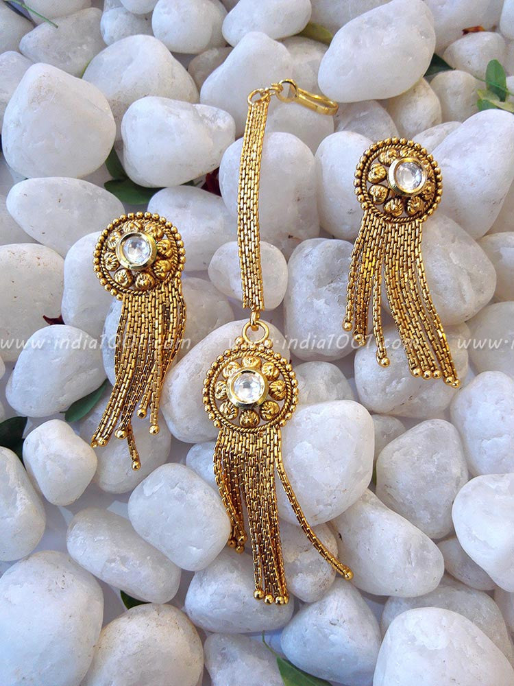 Elegant Multi String Necklace set with tika