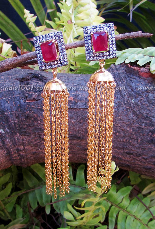 Elegant Earring with AD in Matt Gold Finish