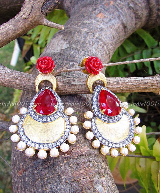 Elegant Earring with AD in Matt Gold Finish