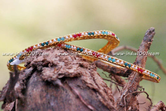 Delicate Pearl & Polki Bangles