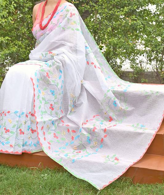 Elegant Kota cotton saree with Aari & Applique Phool Patti work