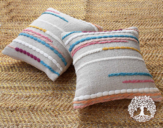 Boho Vibes : Hand Woven Cotton Cushion Covers - Set of 2